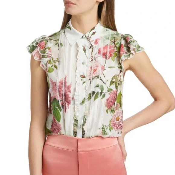 Alice + Olivia Minda Blouse - Rose Whisper - Picture 7 of 8